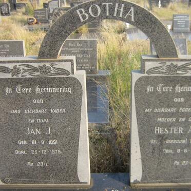 BOTHA Jan J. 1891-1979 &amp; Hester A.G. ROSSOUW 1911-1972