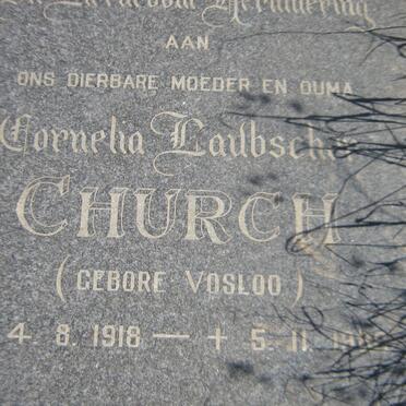CHURCH Cornelia Laubscher nee VOSLOO 1918-1988