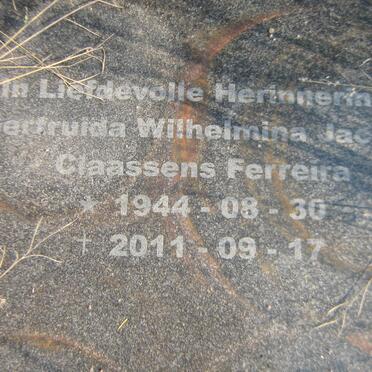CLAASSENS Petrus Jacobus 1939-1976 &amp; Gertruida Wilhelmina Jacoba FEREIRRA 1944-2011