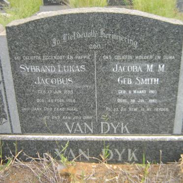 DYK Sybrand Lukas Jacobus, van 1889-1958 &amp; Jacoba M.M. SMITH 1907-1987