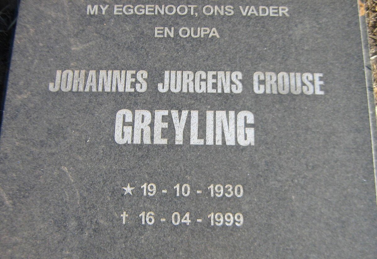 GREYLING Johannes Jurgens Crouse 1930-1999