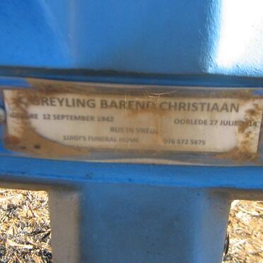 GREYLING Barend Christiaan 1942-2014