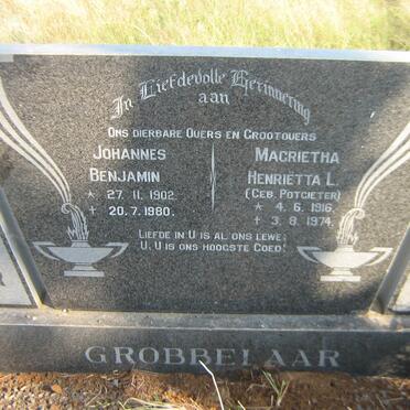 GROBBELAAR Johannes Benjamin 1902-1980 &amp; Magrietha Henriëtta L. POTGIETER 1916-1974