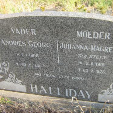 HALLIDAY Andries Georg 1909-1991 &amp; Johanna Magretha STEYN 1916-1975