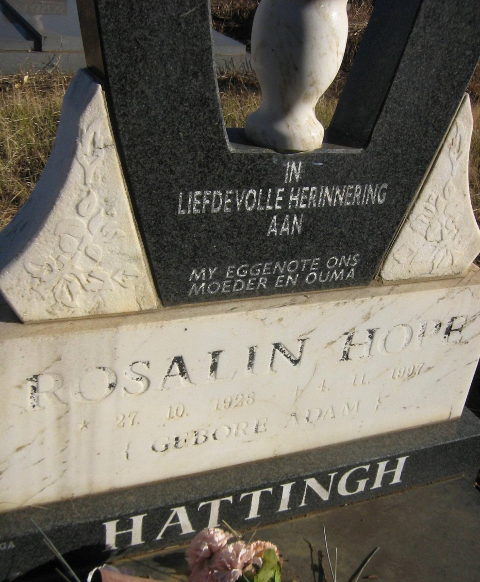 HATTINGH Rosalin Hope nee ADAM 1928-1997