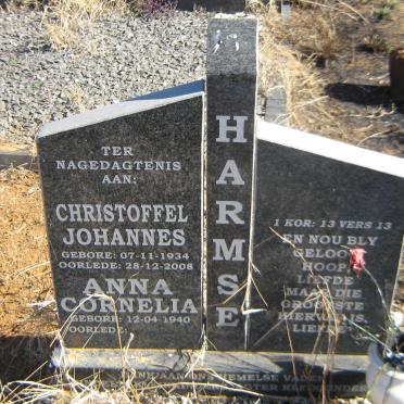 HARMSE Christoffel Johannes 1934-2008 &amp; Anna Cornelia 1940-