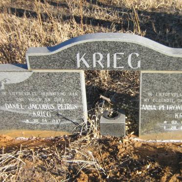 KRIEG Daniel Jacobus Petrus 1937- &amp; Anna Petronella Elizabeth 1939-1992