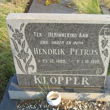 KLOPPER Hendrik Petrus 1889-1972