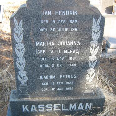 KASSELMAN Jan Hendrik 1882-1961 &amp; Martha Johanna V.D MERWE 1881-1949 :: KASSELMAN Joachim Petrus 1923-1952