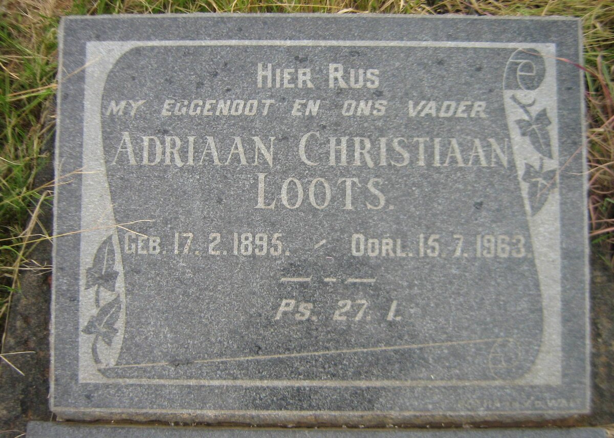 LOOTS Adriaan Christiaan 1885-1963