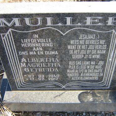 MULLER Albertha Magrietha Getruida 1940-2012