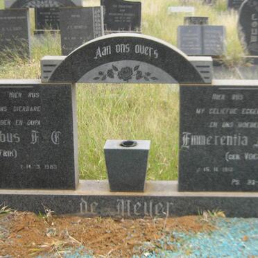 MEYER Jacobus F.C., de 1910-1983 &amp; Emmerentia Aletta VOGEL 1912-1961