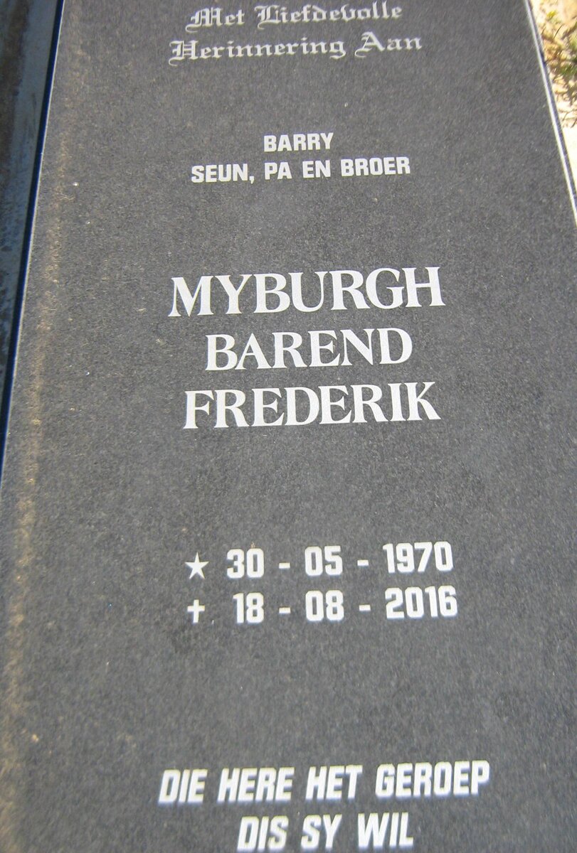 MYBURGH Barend Frederik 1970-2016