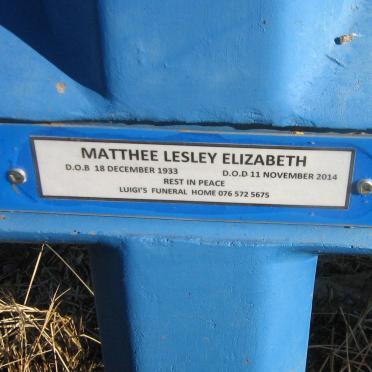MATTHEE Lesley Elizabeth 1933-2014