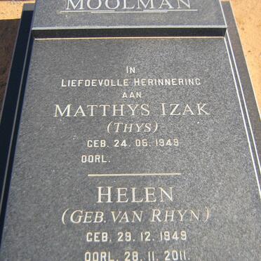 MOOLMAN Matthys Izak 1949- &amp; Helen VAN RHYN 1949-2011