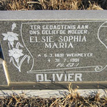 OLIVIER Elsie Sophia Maria nee WEHMEYER 1891-1991