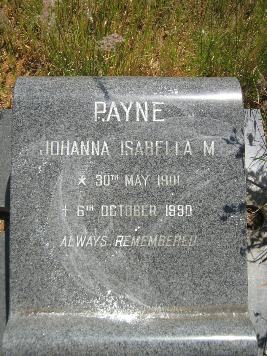 PAYNE Johanna Isabella M. 1901-1990