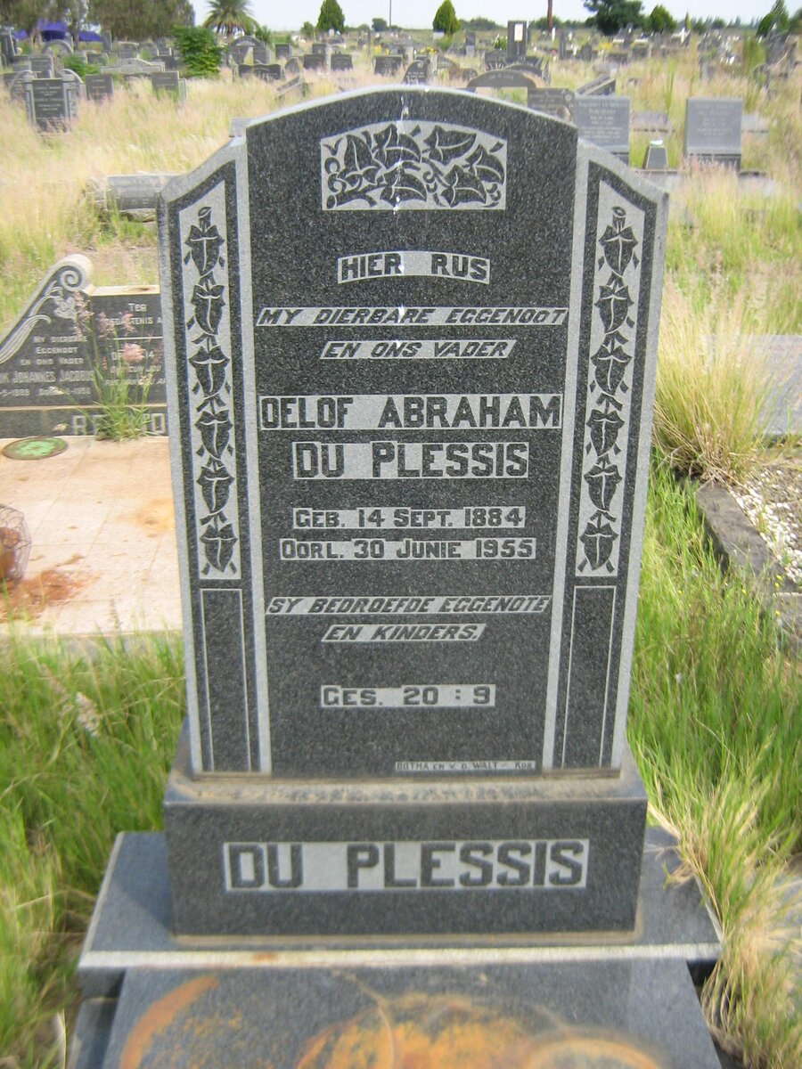PLESSIS Oelof Abraham, du 1884-1955