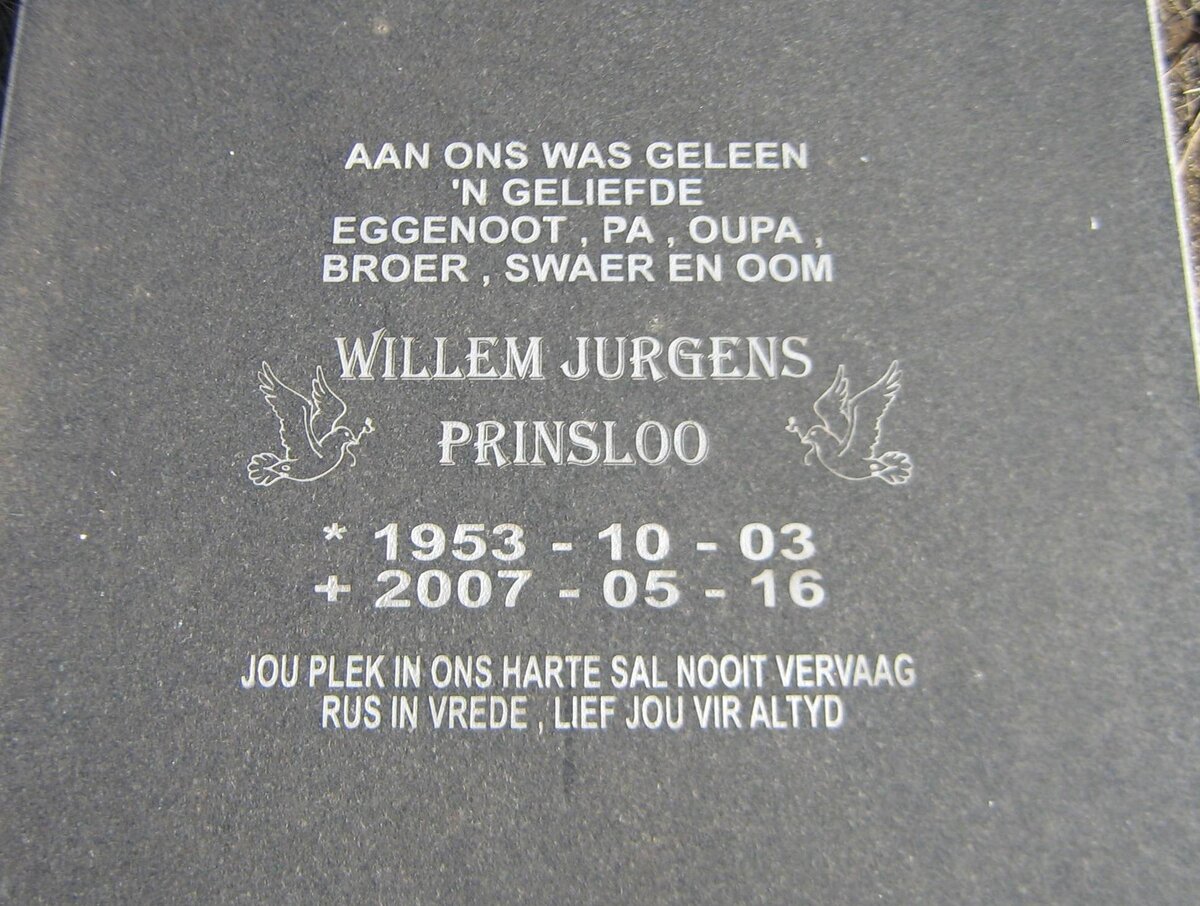 PRINSLOO Willem Jurgens 1953-2007