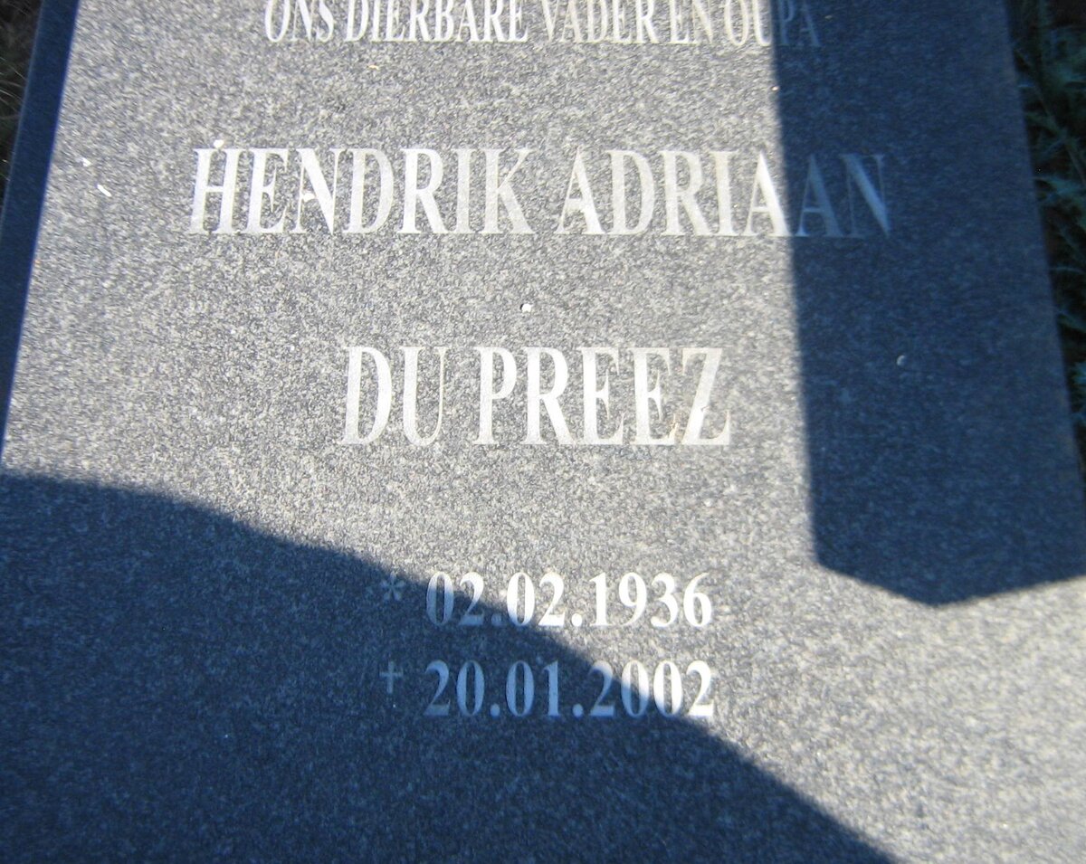 PREEZ Hendrik Adriaan, du 1936-2002