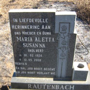 RAUTENBACH Maria Aletta Susanna nee KOLVER 1924-2008