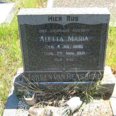 RENSBURG Aletta Maria, Jansen van 1896-1971