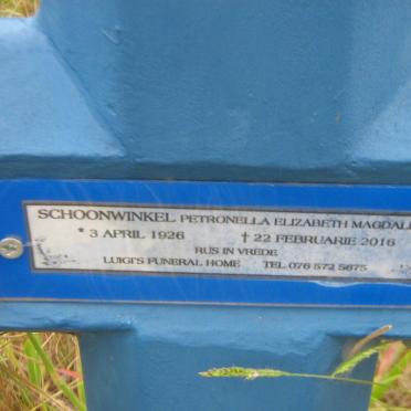 SCHOONWINKEL Petronella Elizabeth Magdalena 1926-2016