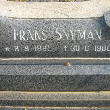 SNYMAN Frans 1895-1980 &amp; Henna 1899-1986