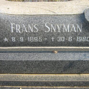 SNYMAN Frans 1895-1980 &amp; Henna 1899-1986