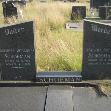 SCHOEMAN Mattheus Johannes 1920-1981 &amp; Martha Sophia 1926-2003