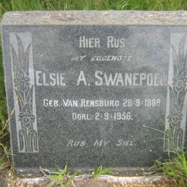 SWANEPOEL Elsie A. nee VAN RENSBURG 1888-1956