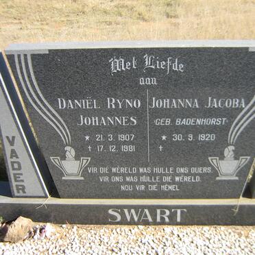 SWART Daniel Ryno Johannes 1907-1981 &amp; Johanna Jacoba BADENHORST 1920-