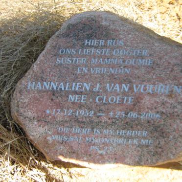 VUUREN Hannalien J., van nee CLOETE 1952-2006
