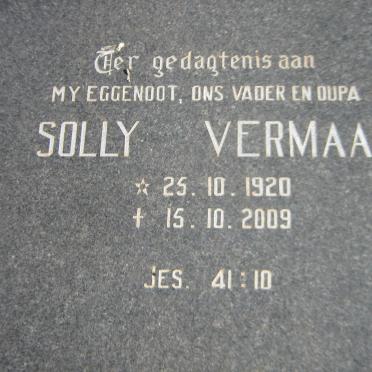 VERMAAK Solly 1920-2009 &amp; Johanna Susanna 1931-2014