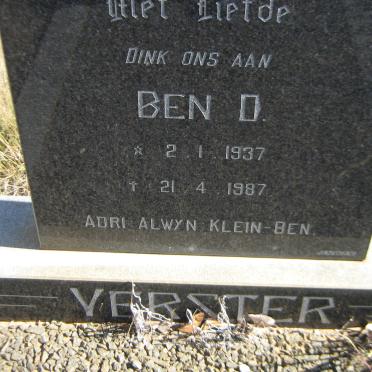 VERSTER Ben D. 1937-1987