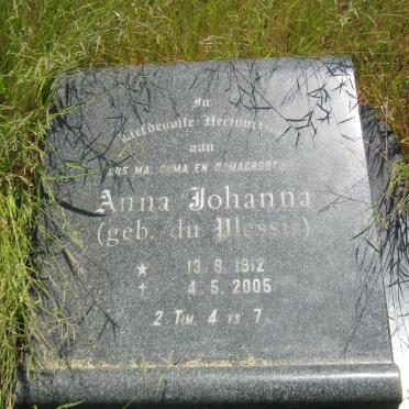 VENTER Anna Johanna nee DU PLESSIS 1912-2005