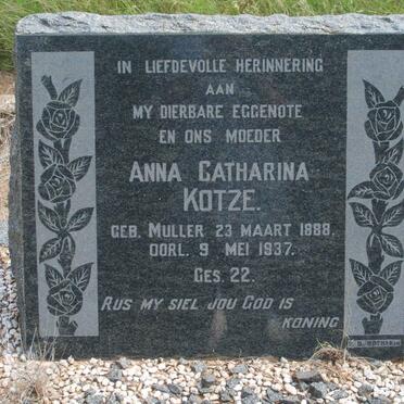 KOTZE Anna Catharina nee MULLER 1888-1937