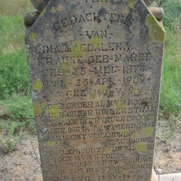 KRAUSE Anna Magdalena nee MAREE 1874-1909