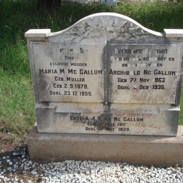 MCCALLUM Archibald 1863-1935 &amp; Maria M. MULLER 1878-1955 :: McCALLUM Engela  1911-1929