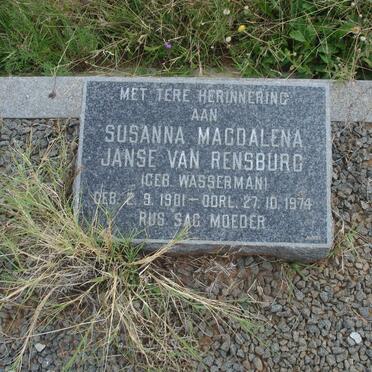 RENSBURG Susanna Magdalena, Janse van nee WASSERMAN 1901-1974