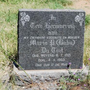 TOIT Maria P., du nee WEYERS 1921-1963
