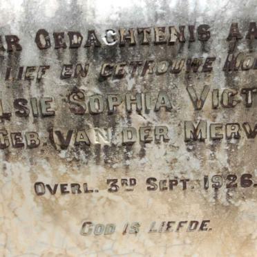 VICTOR Elsie Sophia nee VAN DER MERVE -1926