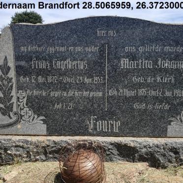 FOURIE Frans Engelbertus 1872-1953 &amp; Martha Johanna DE KLERK 1875-1960