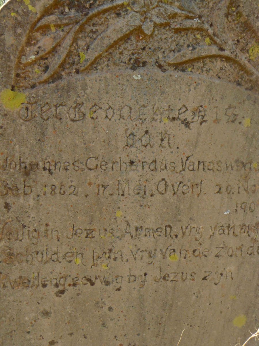 ASWEGEN Johannes Gerhardus, van 1862-1902