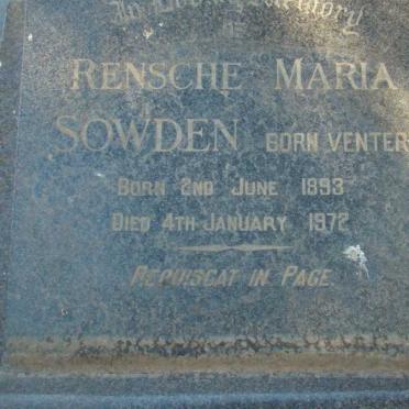 SOWDEN Rensche Maria nee VENTER 1893-1972