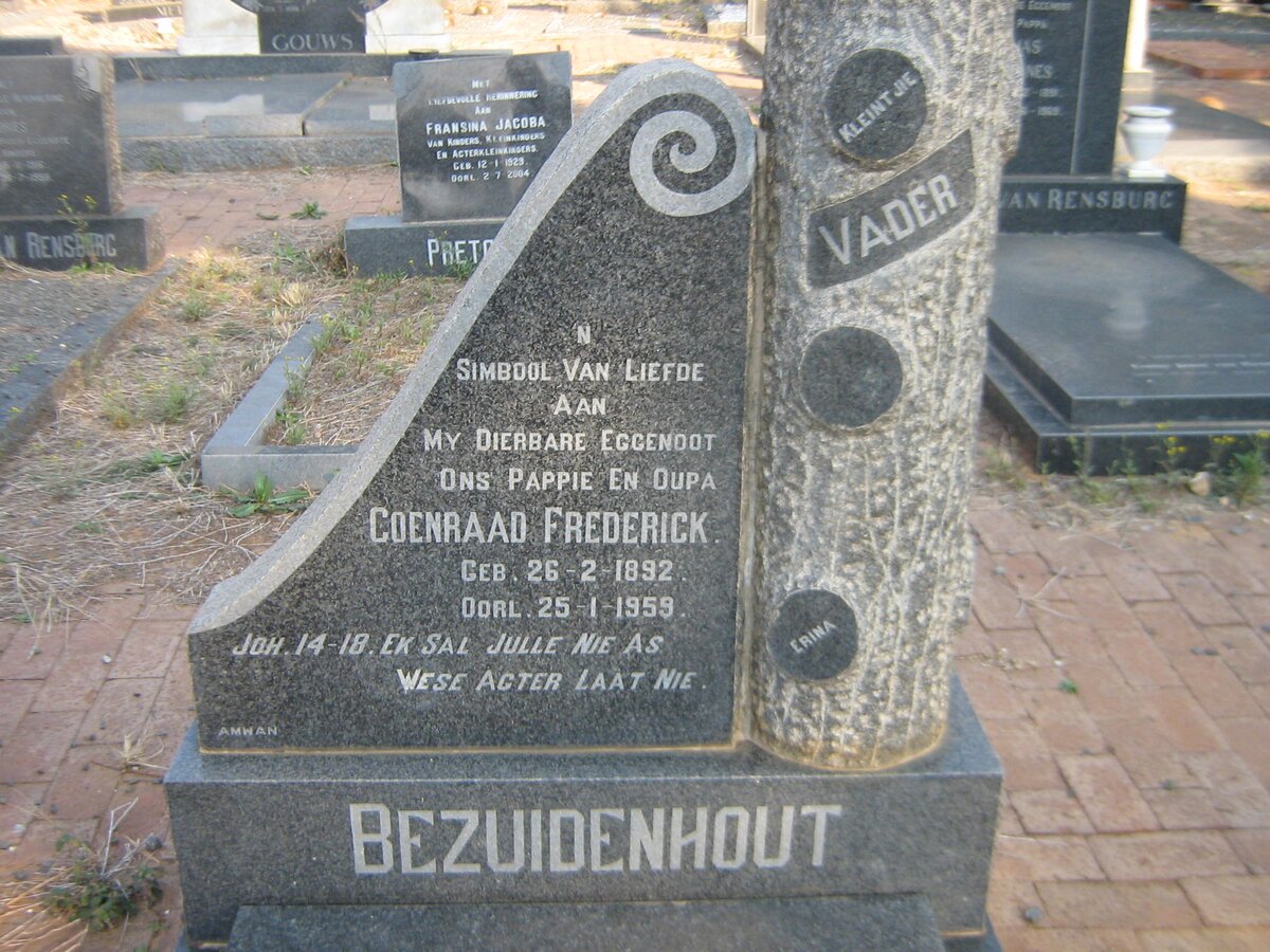 BEZUIDENHOUT Coenraad Frederick 1892-1959