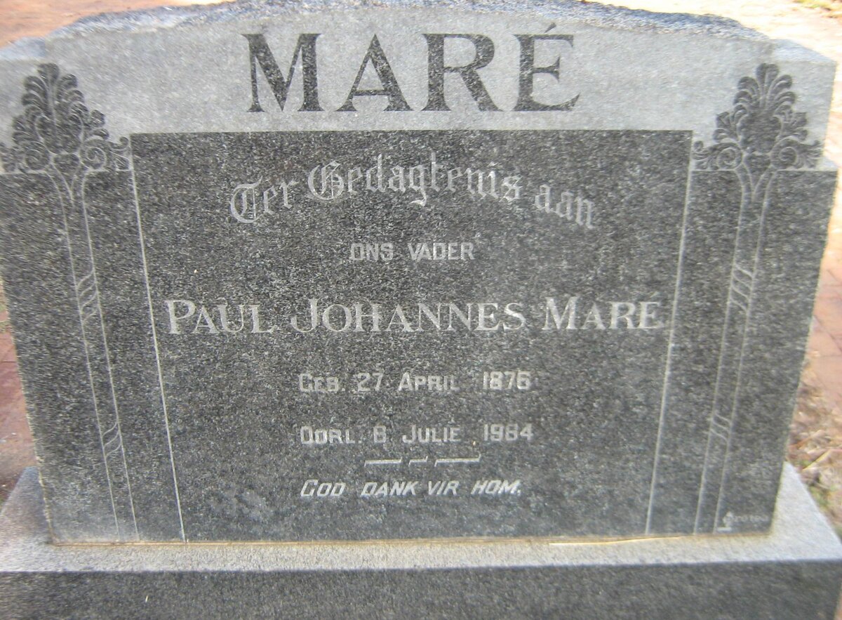 MARE Paul Johannes 1876-1964