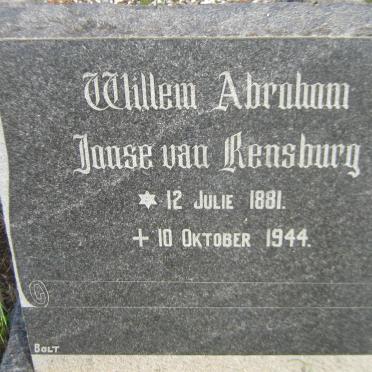 RENSBURG Willem Abraham, Janse van 1881-1944