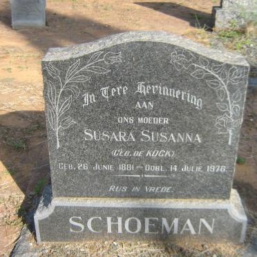 SCHOEMAN Susara Susanna nee DE KOCK 1881-1976