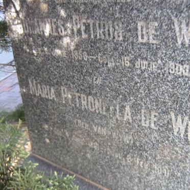 WET Johannes Petrus, de 1853-1903 &amp; Maria Petronella VAN WYK 1861-1941